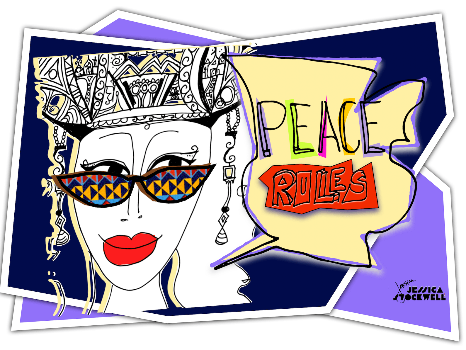 POP QUEENS for PEACE Collection 2o24  - ARTIST: Jessica Stockwell - POP QUEEN: Zanny Zimbabwe Title: PEACE RULES